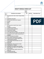 Heavy Vehicle Check List