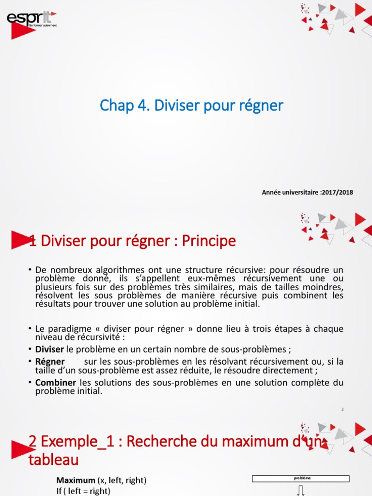 Chap 4. Diviser Pour Régner PDF | PDF | Complexité temporelle | Division