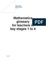 Mathematics Glossary For Teachers in Key Stages 1 To 4