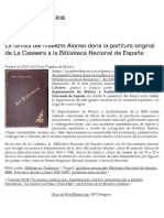 La Familia Del Maestro Alonso Dona La Partitura Original de La Calesera A La Biblioteca Nacional de España - Papeles de Música
