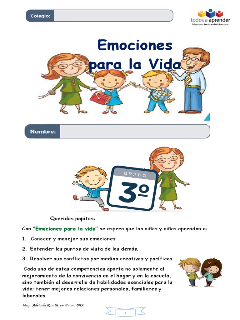3° Emociones para La Vida 3° Pta PDF | PDF | Las emociones | Estrés ...