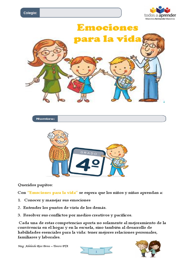 4° Emociones para La Vida 4° Pta PDF | PDF | Las emociones | Estrés ...