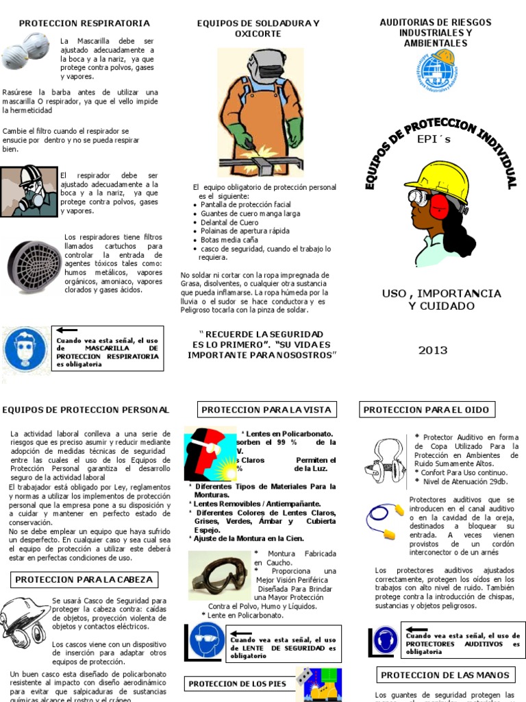 Triptico de Equipos de Proteccion | PDF | Casco | Bota