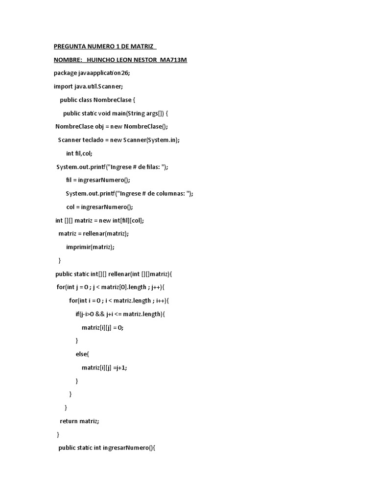 Java Matrix Input and Display Code | PDF