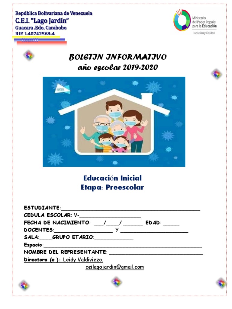 Informe de progreso educativo de un estudiante de preescolar en la ...