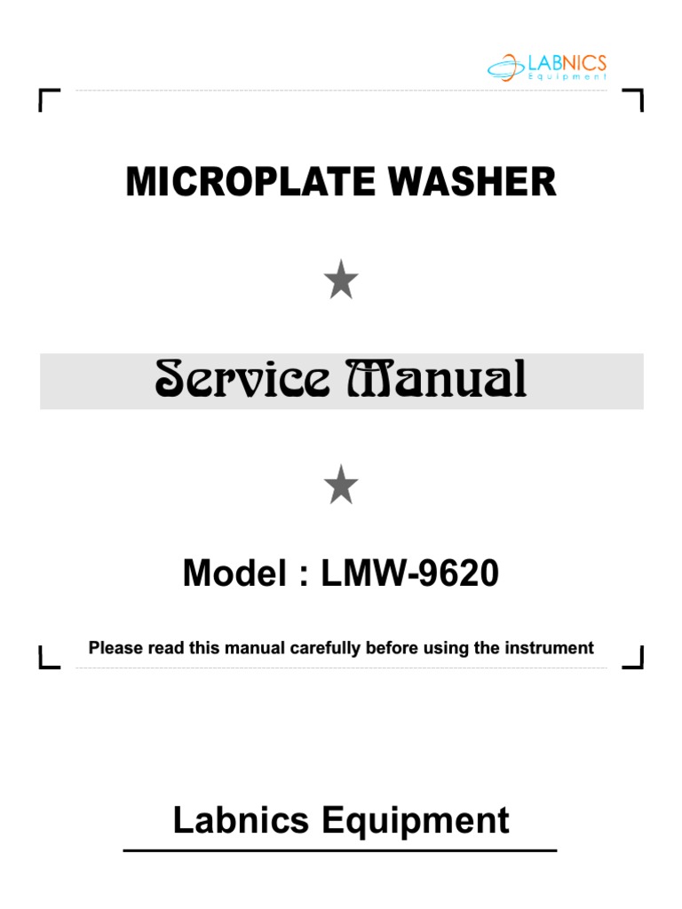 Microplate Washer Service Manual LMW 9620 PDF Elisa Power Supply