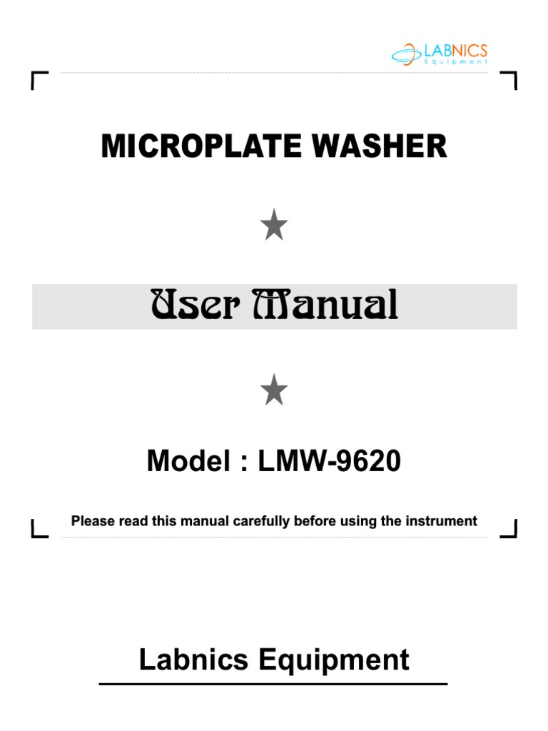 Microplate Washer User Manual LMW 9620 PDF Pump Distillation