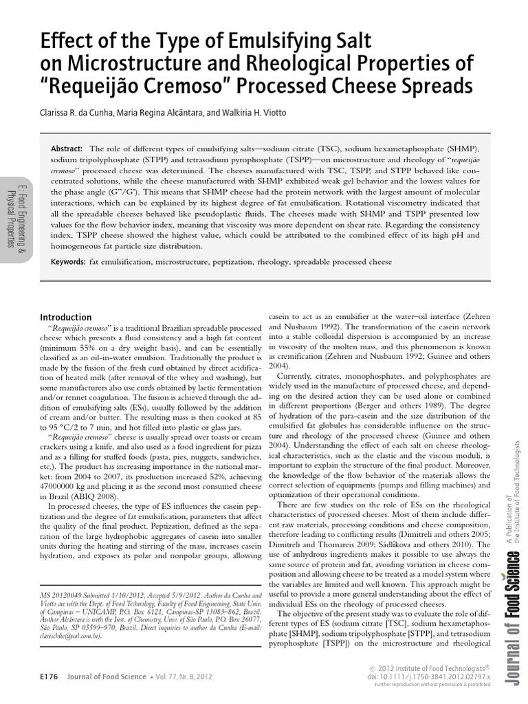Effect of The Type of Emulsifying Salt On Microstructure and