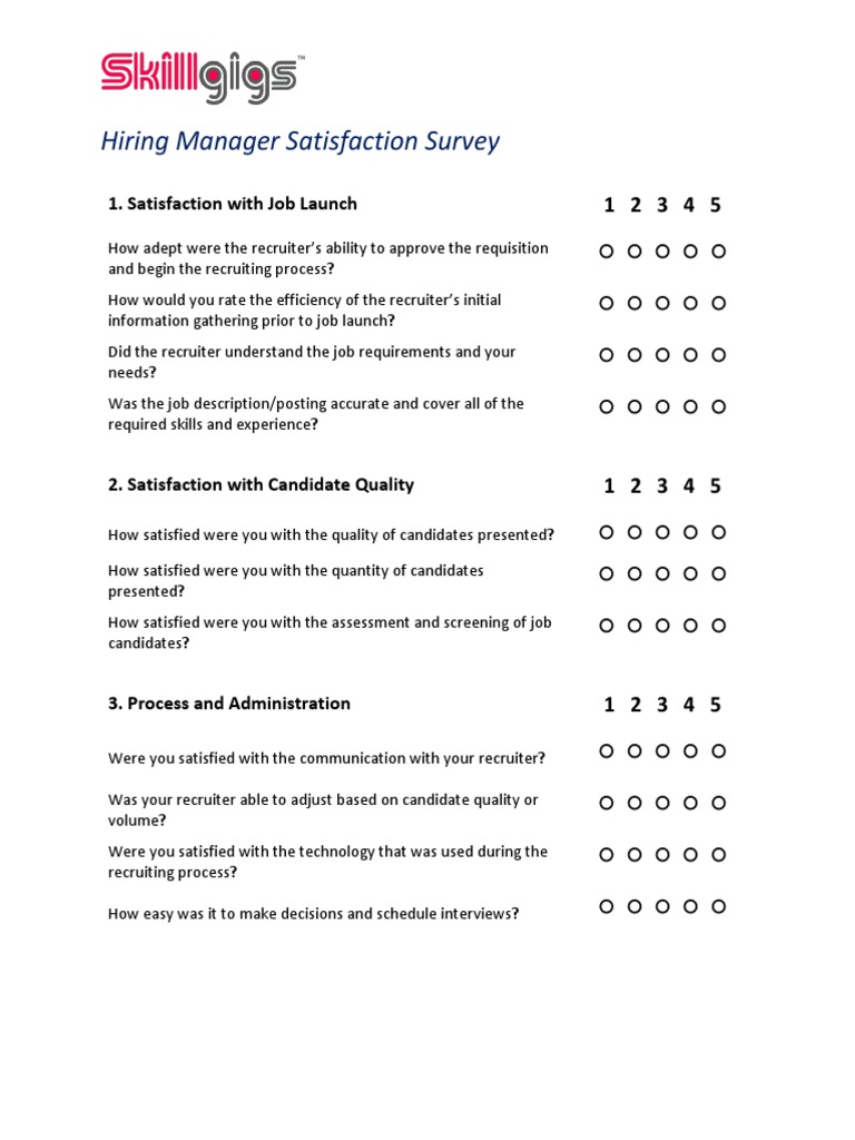 Hiring Manager Satisfaction Survey PDF | PDF | Employee Retention 