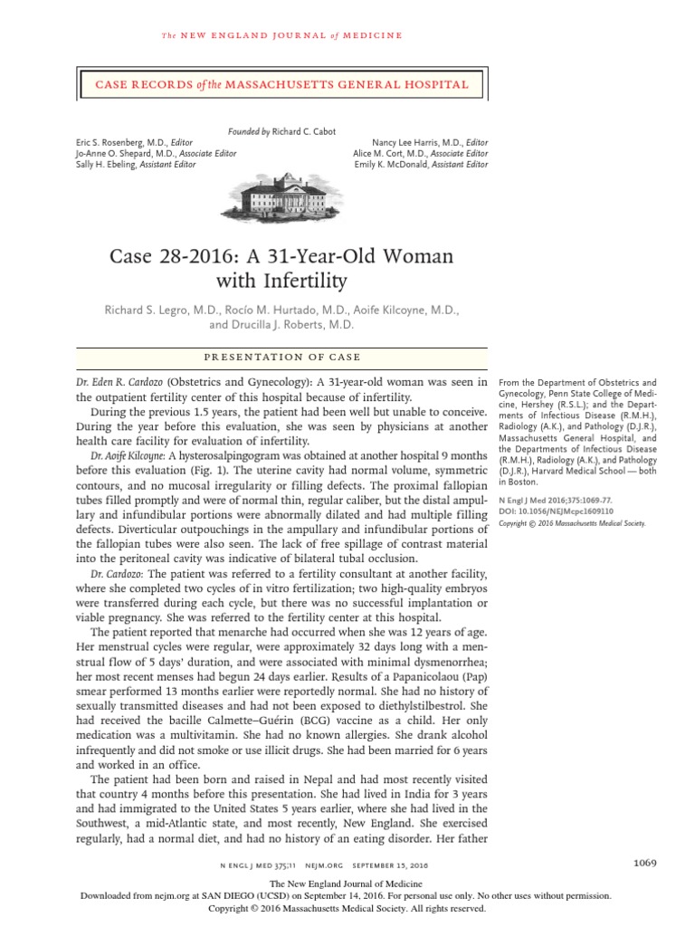 Case 282016 A 31YearOld Woman With Infertility Case Records
