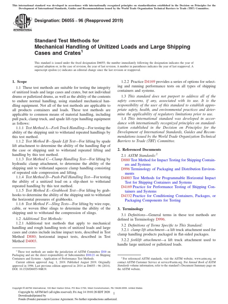 Mechanical Handling of Unitized Loads and Large Shipping Cases and Crates PDF Forklift