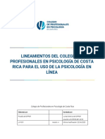 Lineamientos Del CPPCR para El Uso de La Psicología en Línea