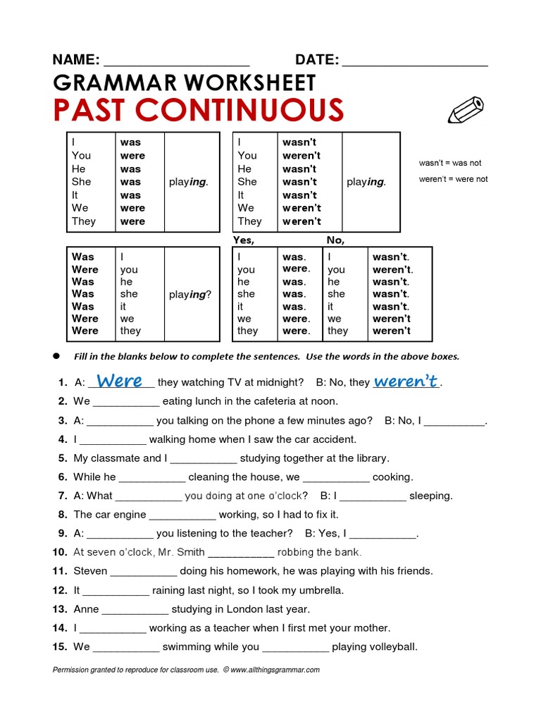 Simple Past VS Past Continuous Exercises | PDF