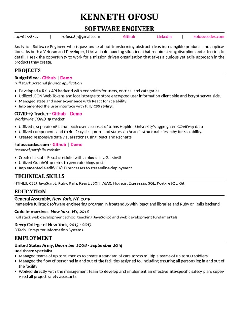 Kenneth Ofosu: Software Engineer Portfolio | PDF | Application ...