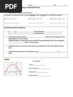 3.1 PARABOLAS (Graphing in Factored Form)