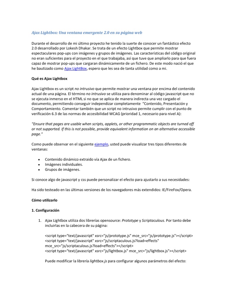 Ajax Lightbox PDF Ajax (Programación) Script Java