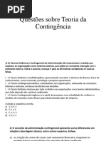 Questões sobre Teoria da Contingência