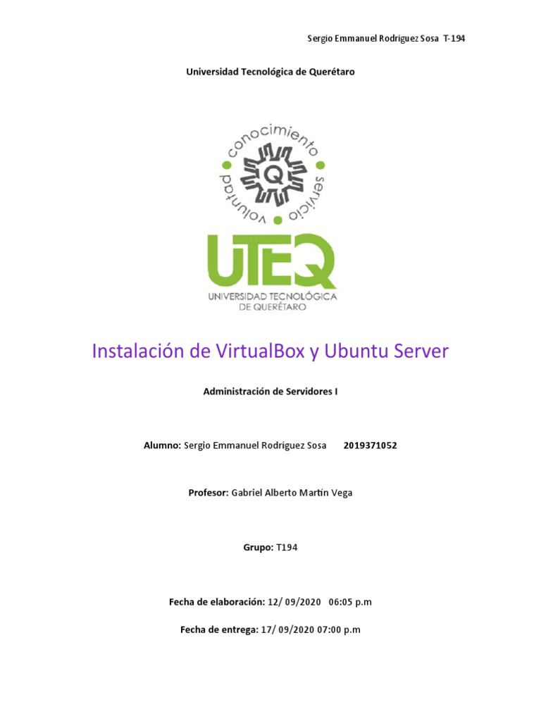 Instalación de Ubuntu Server en VirtualBox | PDF | Servidor ...