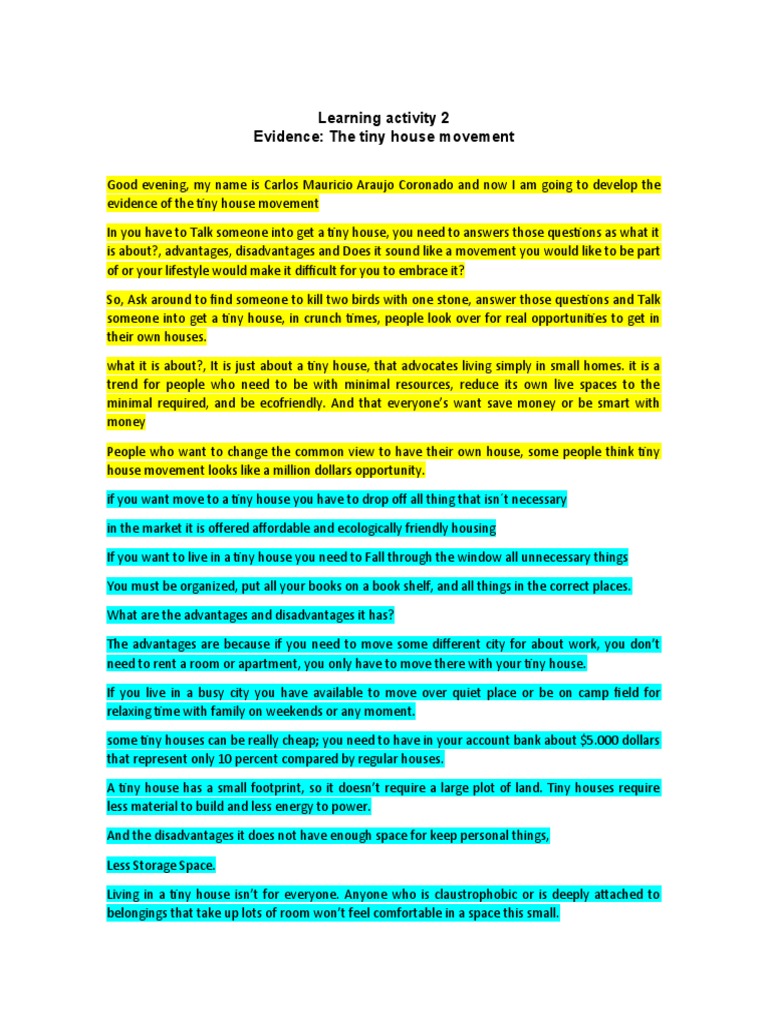 Evidence The Tiny House Movement | PDF | Housing | Nature