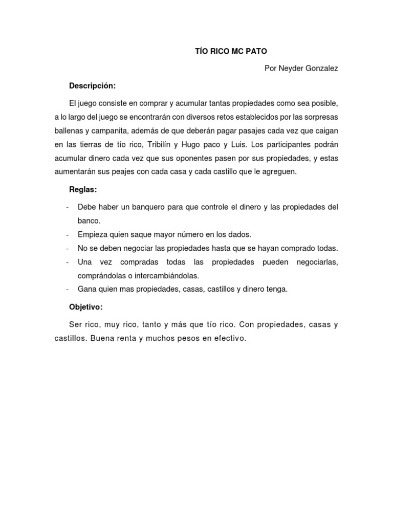 Misericordioso apretado Motear Tio Rico MC Pato by Neyder Gonzalez PDF | PDF