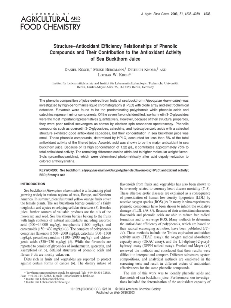Structure Antioxidant Efficiency Relationships of Phenolic Compounds