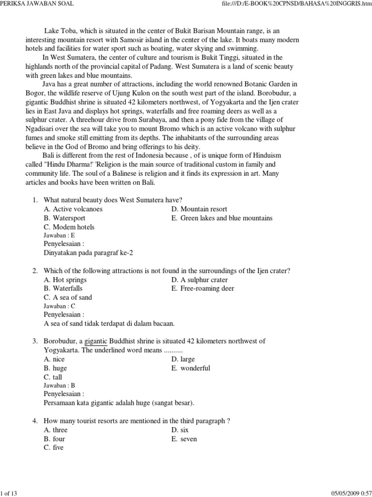 Soal Cpns Bahasa Inggris Pdf Endangered Species Wildlife