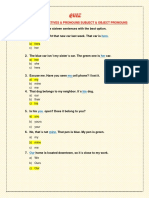 Complete These Sixteen Sentences With The Best Option.: Possessive Adjectives & Pronouns Subject & Object Pronouns