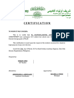 Certification: Bugawas, Datu Odin Sinsuat Maguindanao, Philippines SEC Reg. No. CN200257071