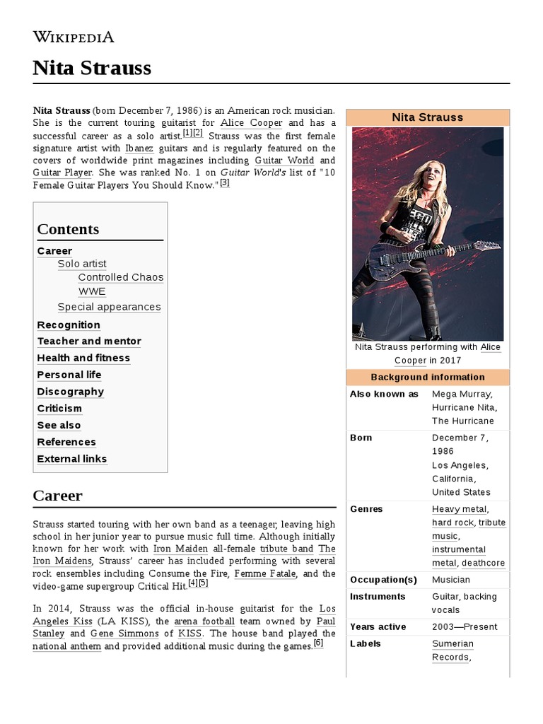 Nita Strauss: Nita Strauss (Born December 7, 1986) Is An American Rock