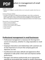 Professionalism in Small Business