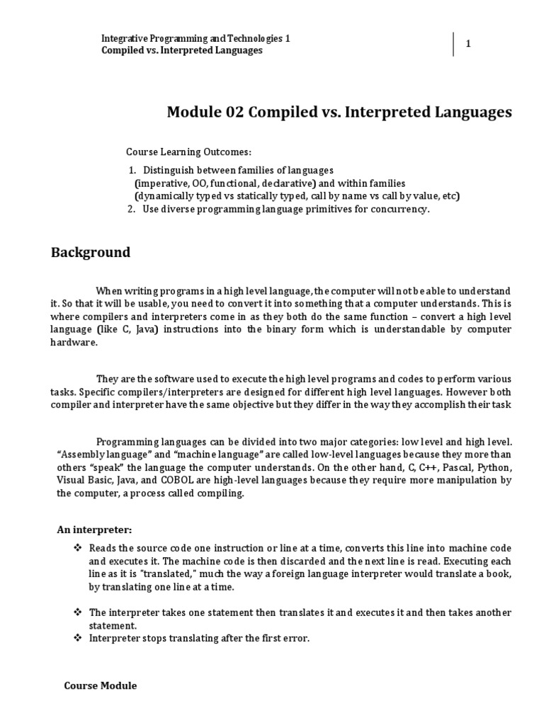 Module 02 Compiled vs. Interpreted Languages: Background | PDF ...