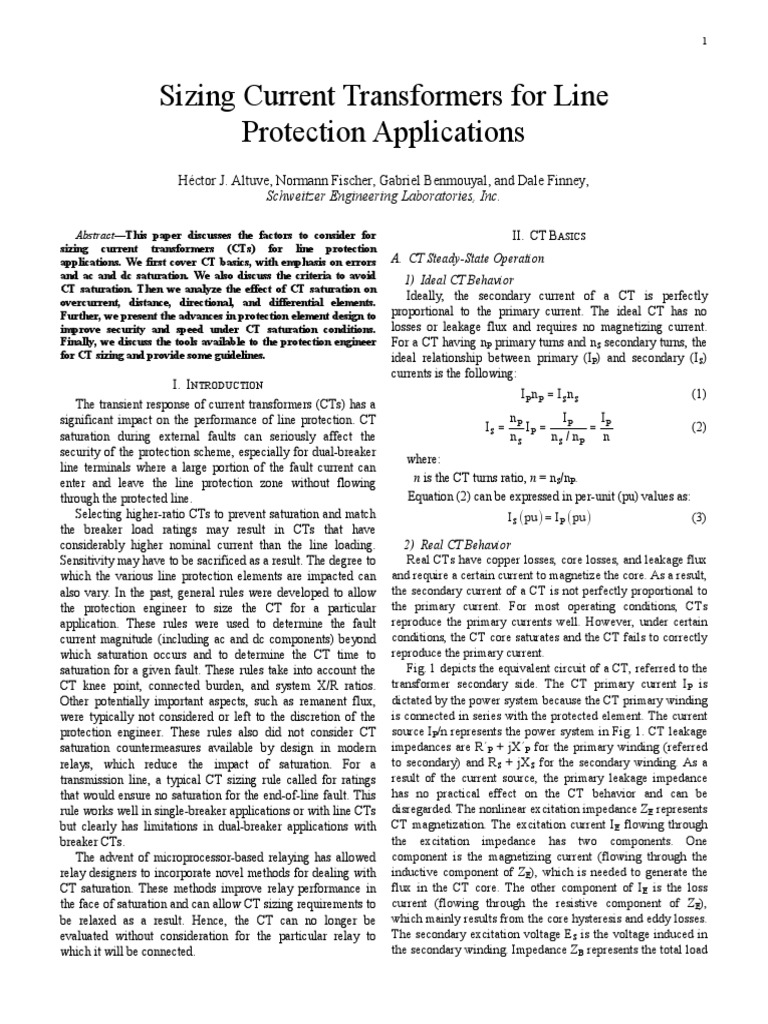 Sizing Current Transformers For Line Protection Applications PDF