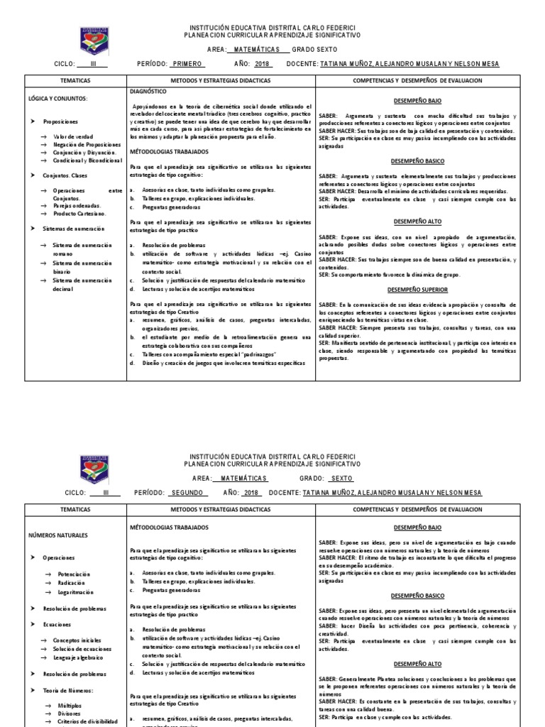 Plan de estudios matematicas 2018 pdf creatividad aprendizaje