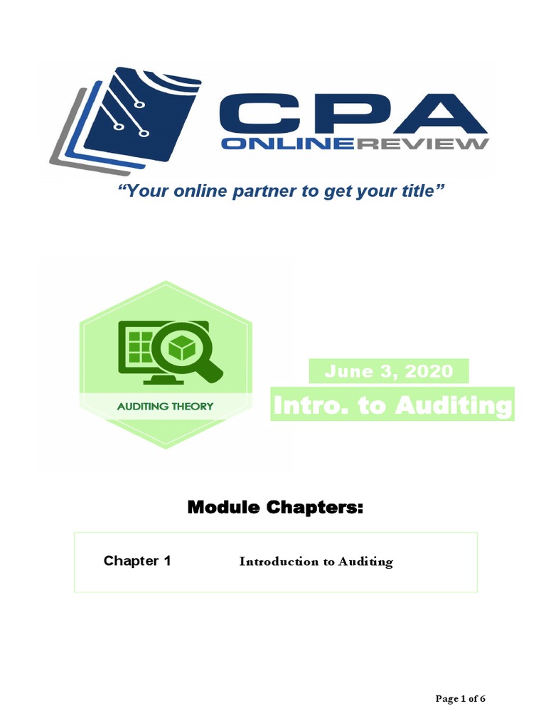 Introduction to Auditing Concepts | PDF | Auditor's Report | Audit