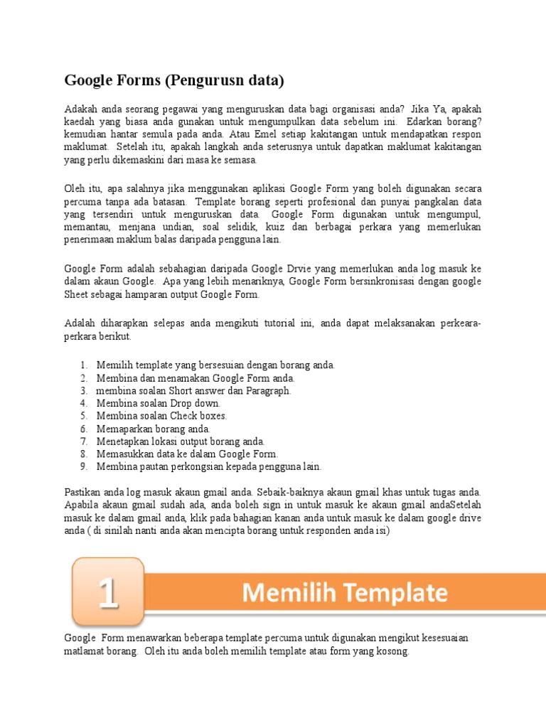 Google Form Pengurusan Data Pdf