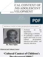 Historical Context of Child and Adolescent Development: Prepared By: Anglo, Jenine Redubla, Ruby Jean