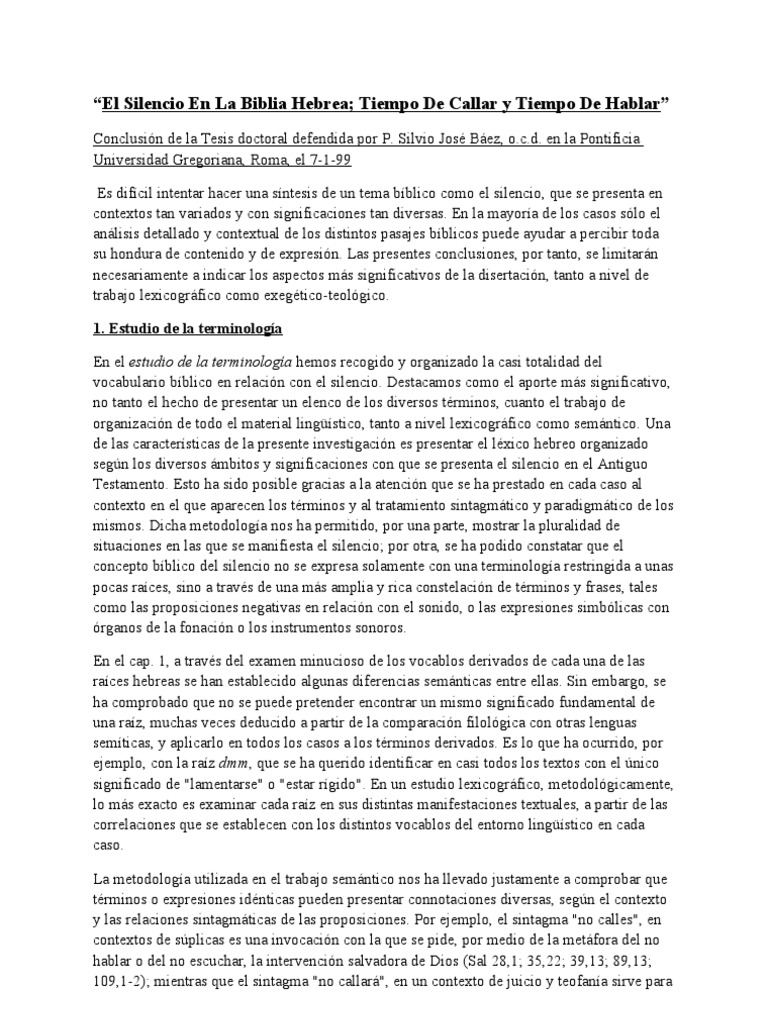 Silencio en la Biblia Hebrea | PDF | Dios | Fe