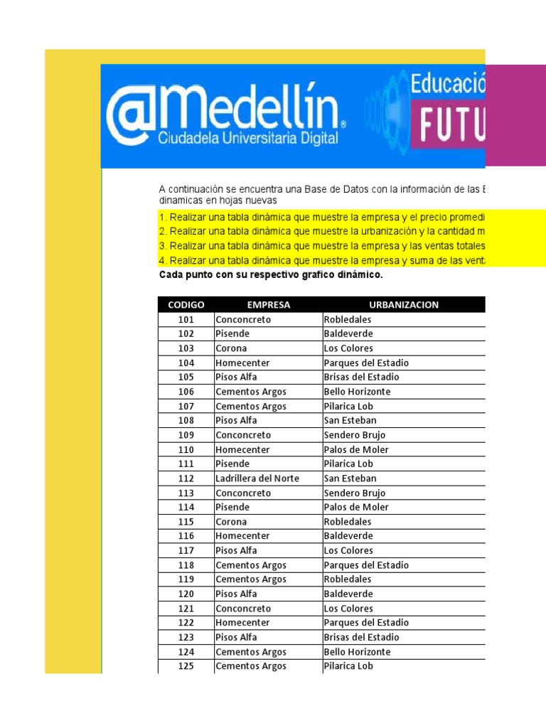 Actividad Tablas Dinamicas y BuscarV PDF Baños Actividades de ocio