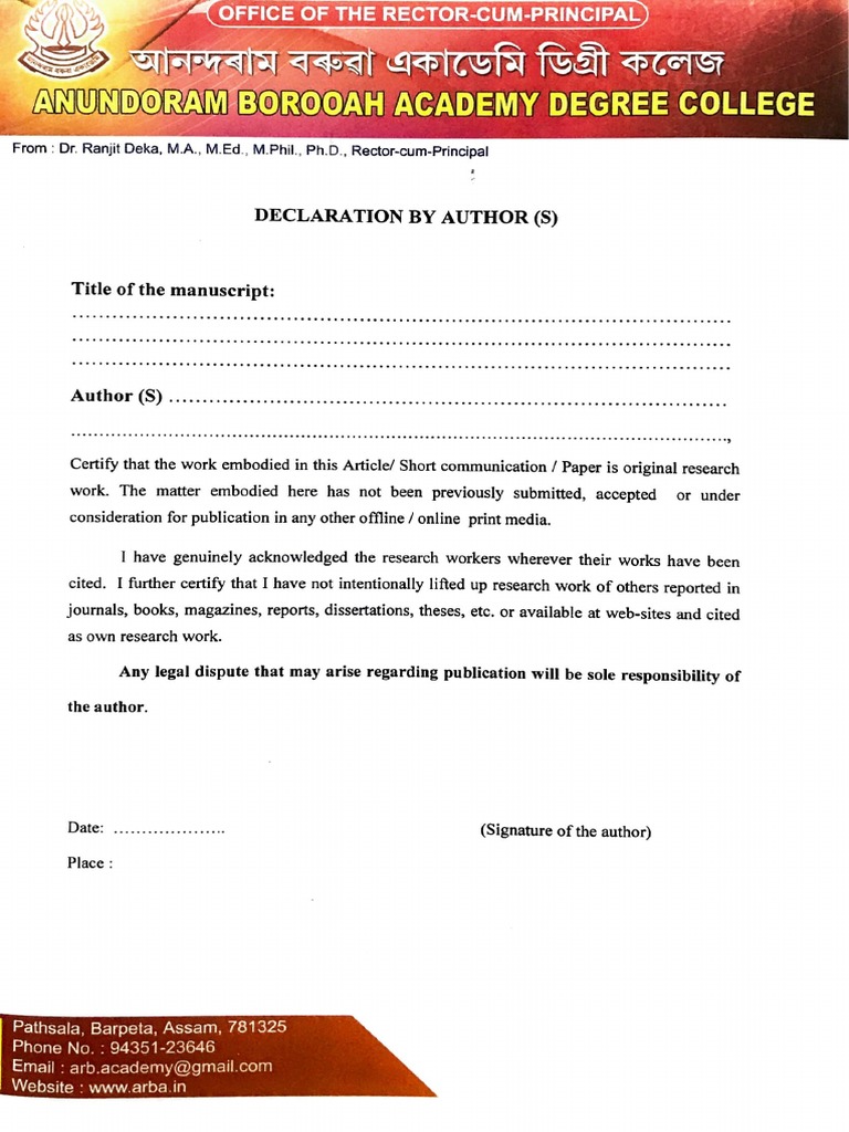 Declaration by Author | PDF