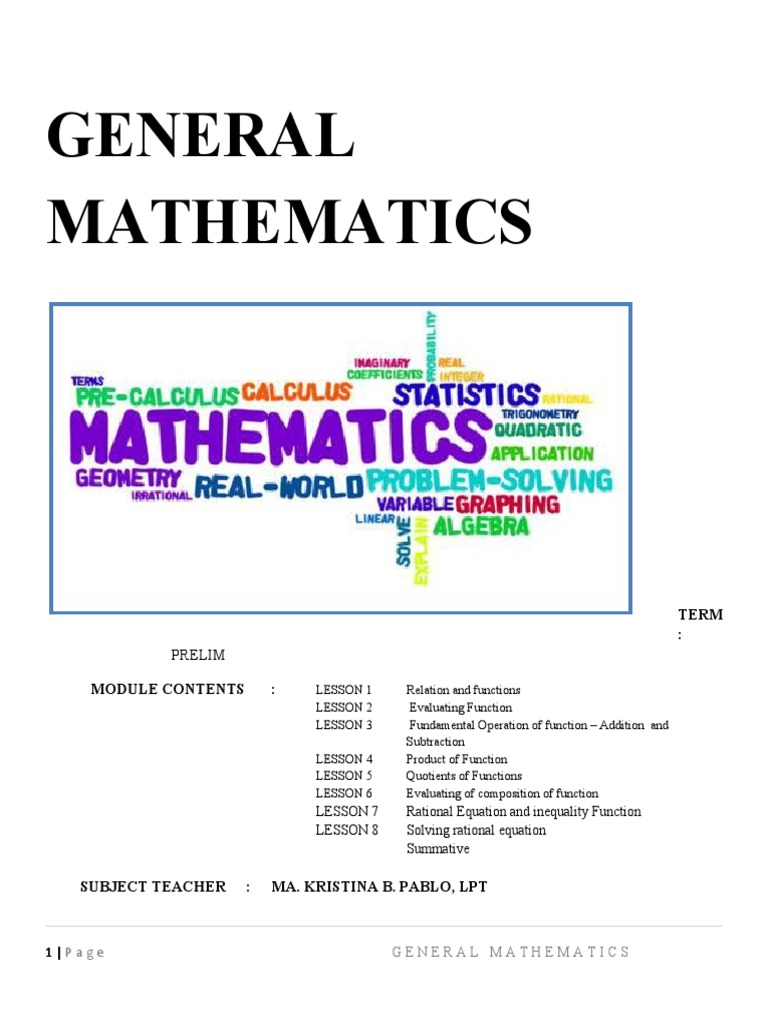 Gen Math Prelim | PDF | Polynomial | Equations