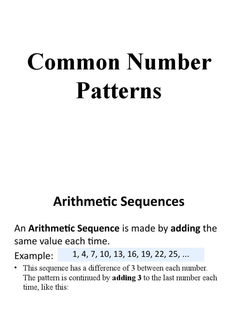 Common Number Patterns 2 | PDF