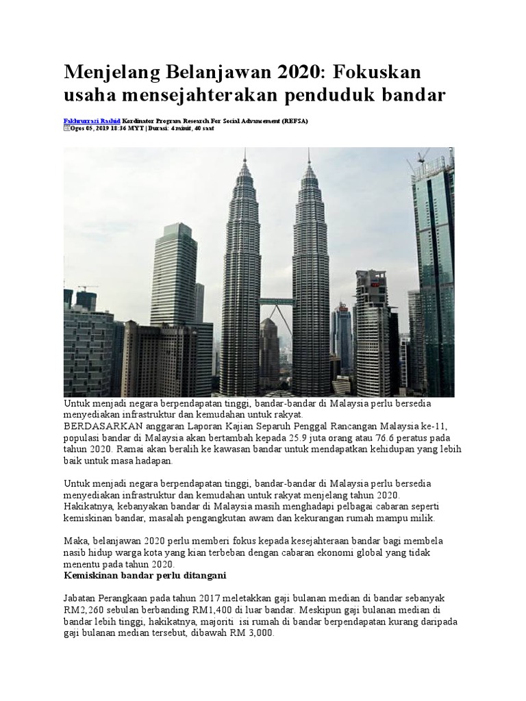 Menjelang Belanjawan 2020 Pdf