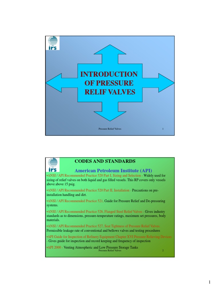 Of Pressure Relif Valves Codes and Standards PDF Valve Aromaticity