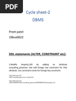 Cycle Sheet-2 DBMS: Preet Patel 19bce0622