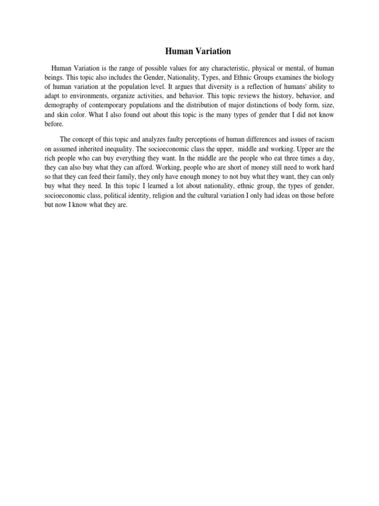 Understanding Human Variation and Diversity | PDF | Social Science