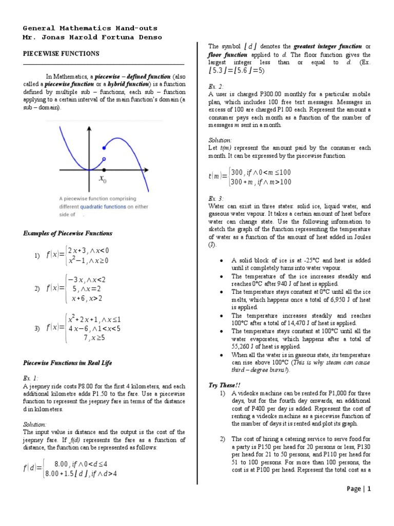 Understanding Piecewise Functions | PDF | Function (Mathematics) | Heat