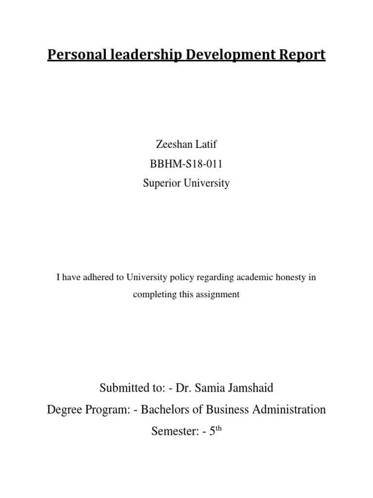 Personal Leadership Development Report | PDF | Leadership | Self Esteem