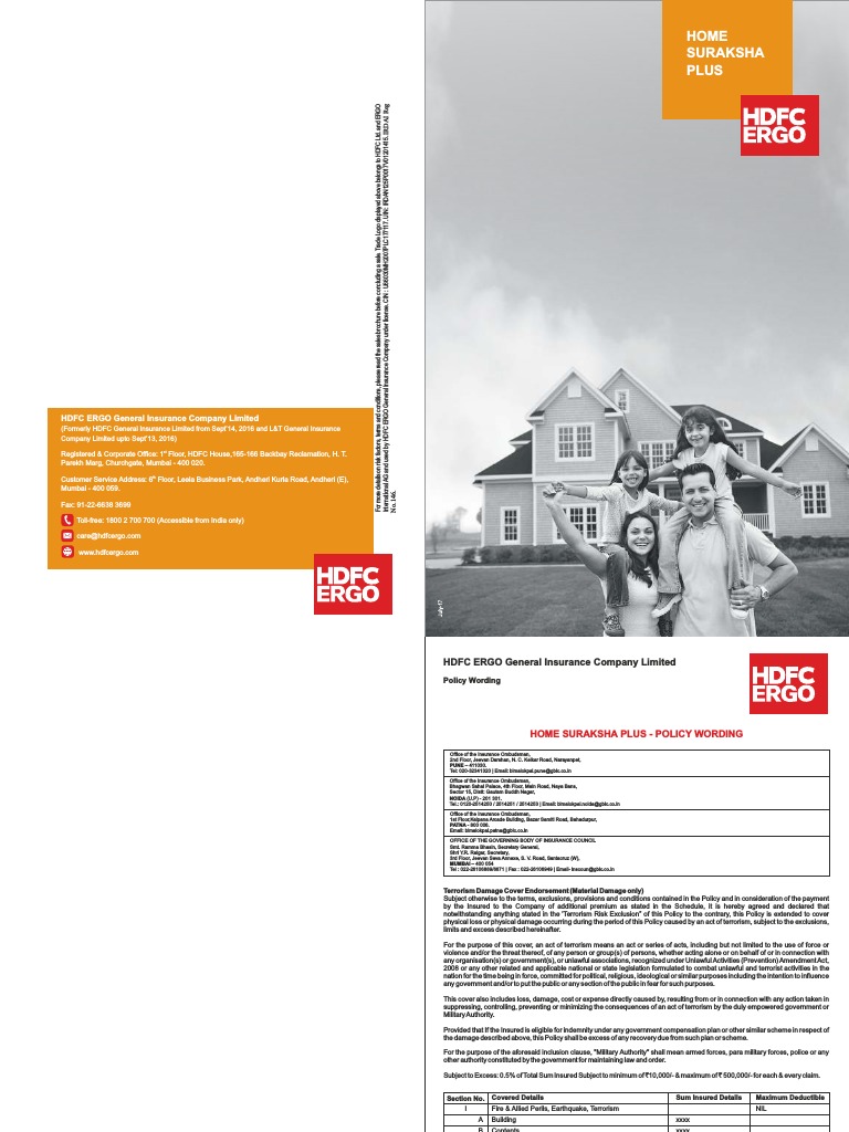Home Suraksha Plus Policy Wording PDF Insurance Fraud