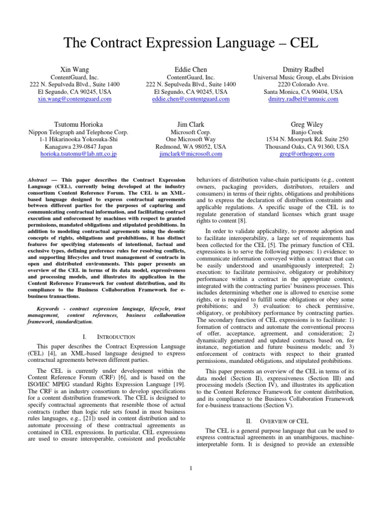 The Contract Expression Language - CEL: Xin Wang Eddie Chen Dmitry ...