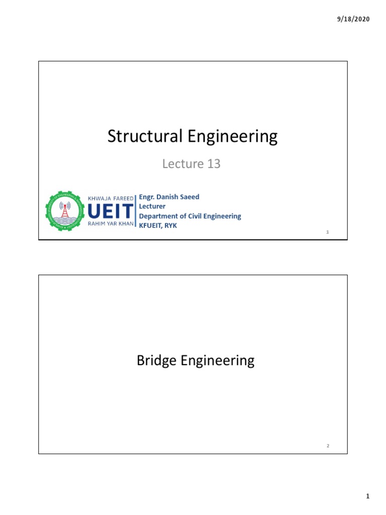 Bridge Engineering Lecture Notes | PDF | Technology & Engineering